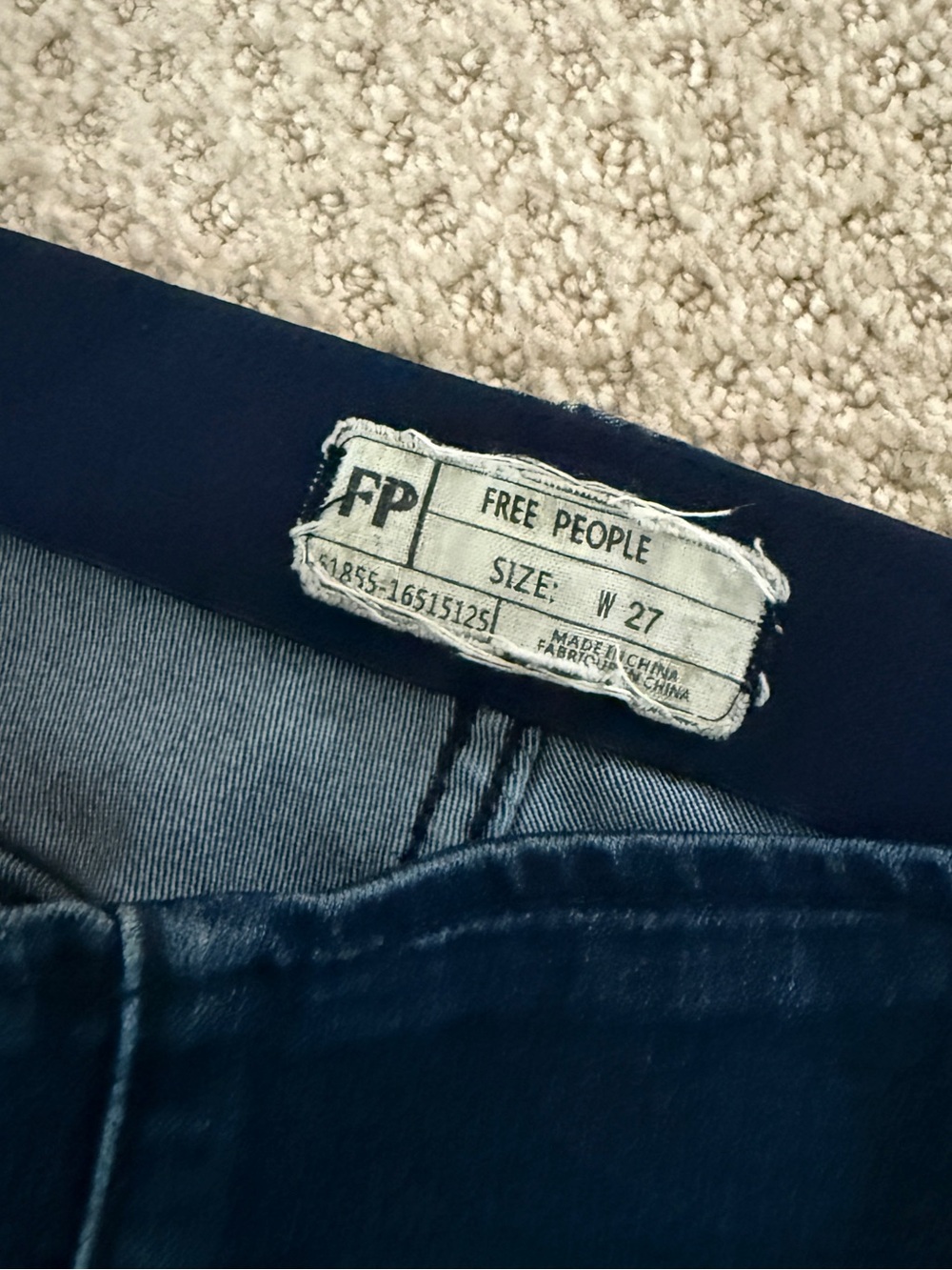 Free People Women's Dark Blue Flare Jeans Elastic Waist 27 - Picture 3 of 7